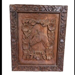 Vtg Folk Art Carved Horse Original F L Collins Mississippi Wall Art Equestrian